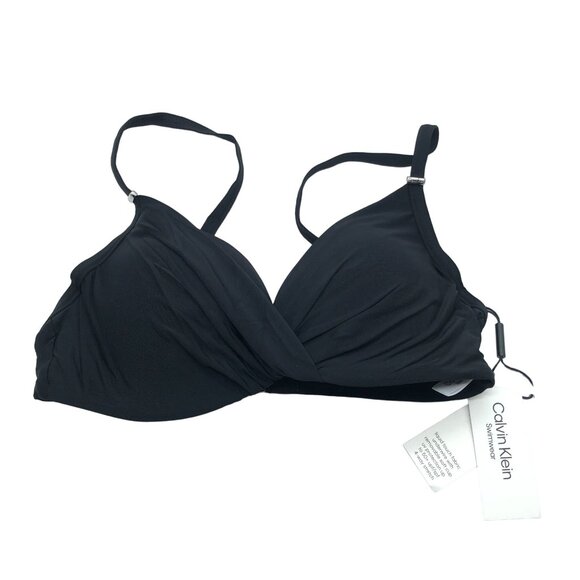 Calvin Klein Black Liquid Touch Swim Bra Removable Soft Cups Adjustable Size S - Picture 3 of 5